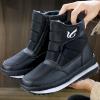 imageLazzy Mens Winter Snow Boots Waterproof Fur Lined Cold Weather Ankle Boots Comfortable Casual Winter Hiking Walking Shoes Navy Blue Size 10