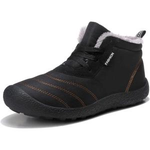 imageLazzy Mens Snow Boots Winter Shoes Warm Fur Lined Ankle Boots AntiSlip Waterproof Outdoors Hiking Shoes Black Size 10