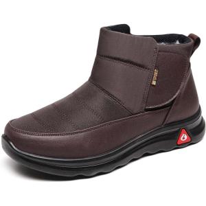 imageLazzy Mens Winter Shoes Snow Boots Warm Fur Lined Ankle Boots Water Resistant AntiSlip Casual Shoes for Men Coffee Size 10