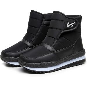 imageLazzy Mens Winter Snow Boots Waterproof Fur Lined Cold Weather Ankle Boots Comfortable Casual Winter Hiking Walking Shoes Black Size 10