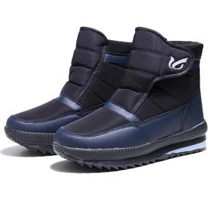 imageLazzy Mens Winter Snow Boots Waterproof Fur Lined Cold Weather Ankle Boots Comfortable Casual Winter Hiking Walking Shoes Navy Blue Size 10