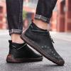 imageDacomfy Casual Shoes for Men Pu Leather Chukka Boots Hand Stiching Mens Boots Fashion Sneakers Comfy Flat Outdoor Walking Driving Shoes Black Brown Blue Green