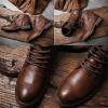 imageLazzy Mens Casual Dress Ankle Boots Oxfords Chukka Shoes Motorcycle Combat Boots LaceUp Side Zipper Leather Shoes