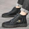 imageLazzy Mens Casual Shoes Chukka Boots LaceUp Motorcycle Ankle Boots Fashion Dress Oxfords Leather Shoes for Men Black Size 12
