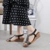 imageLazzy Womens Wedge Sandals Strappy Platform Wedge Heels Bohemia Rhinestone Dress Sandals Open Toe Casual Summer Beach Shoes for Women Black Size 10