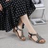 imageLazzy Womens Wedge Sandals Strappy Platform Wedge Heels Bohemia Rhinestone Dress Sandals Open Toe Casual Summer Beach Shoes for Women Black Size 10