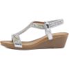 imageLazzy Womens Wedge Sandals Strappy Platform Wedge Heels Bohemia Rhinestone Dress Sandals Open Toe Casual Summer Beach Shoes for Women Silver Size 10