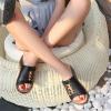 imageWedge Sandals for Women Slip On Wedges Platform Slides Open Toe Wedge Heels Summer Beach Casual Sandal Black Size 11