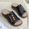 imageWedge Sandals for Women Slip On Wedges Platform Slides Open Toe Wedge Heels Summer Beach Casual Sandal Black Size 11