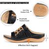 imageWedge Sandals for Women Slip On Wedges Platform Slides Open Toe Wedge Heels Summer Beach Casual Sandal Black Size 11