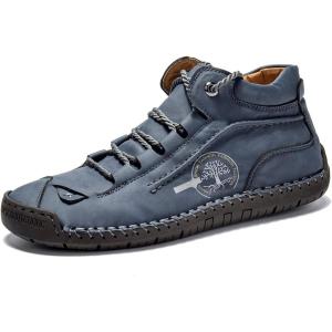 imageDacomfy Mens Shoes Leather Work Boots Casual Oxfords Shoes for Men LaceUp Motorcycle Chukka Boots Fashion Ankle Booties Retro Outdoor Hiking Boots Outdoor Walking Shoes Blue Size 12