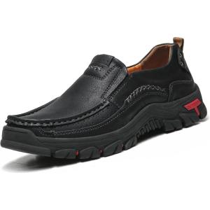 imageLazzy Loafers for Men Slip On Casual Shoes Leather Outdoor Driving Boat Shoe Black Size 115