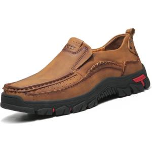 imageLazzy Loafers for Men Slip On Casual Shoes Leather Outdoor Driving Boat Shoe Brown Size 115