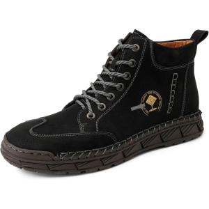 imageLazzy Mens Casual Shoes Chukka Boots LaceUp Motorcycle Ankle Boots Fashion Dress Oxfords Leather Shoes for Men Black Size 12