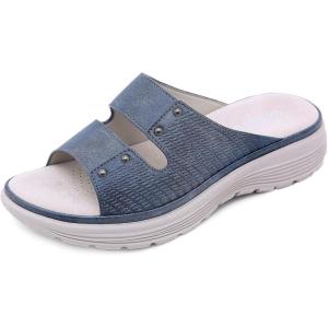 imageLazzy Womens Wedge Slide Sandals Slip On Open Toe Plaform Sandals Comfortable Casual Summer Shoes