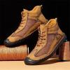 imageLazzy Mens Casual Shoes Ankle Chukka Boots Leather Dress Boots Lace Up Lightweight Sneakers Walking Shoes for Men Brown Size 12