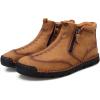 imageLazzy Mens Shoes Zipper Boots for Men Leather Casual Ankle Chukka Boots Fashion Dress Oxfords Comfortable Walking Shoes Brown Size 10