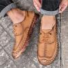 imageLazzy Mens Slip On Shoes Casual Loafers Lace Up Leather Driving Shoes for Men Brown Size 11