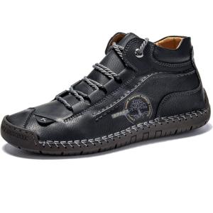imageDacomfy Mens Shoes Leather Work Boots Casual Oxfords Shoes for Men LaceUp Motorcycle Chukka Boots Fashion Ankle Booties Retro Outdoor Hiking Boots Outdoor Walking Shoes Black Size 12