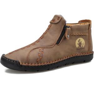 imageDacomfy Mens Shoes Slip On Casual Loafers Fashion Oxfords Shoes Leather Ankle Chukka Boots Comfy Outdoor Walking Driving Shoes Pu Leather Mens Boots Brown Black Khaki Green