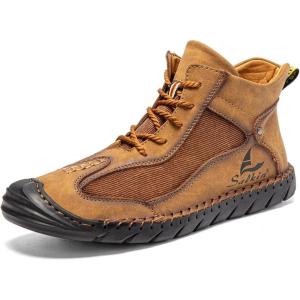 imageLazzy Mens Casual Shoes Ankle Chukka Boots Leather Dress Boots Lace Up Lightweight Sneakers Walking Shoes for Men Brown Size 12