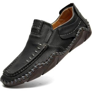 imageLazzy Mens Casual Slip On Loafers Leather Dress Shoes Driving Walking Oxfords Moccasins Boat Shoes for Men Black Size 12
