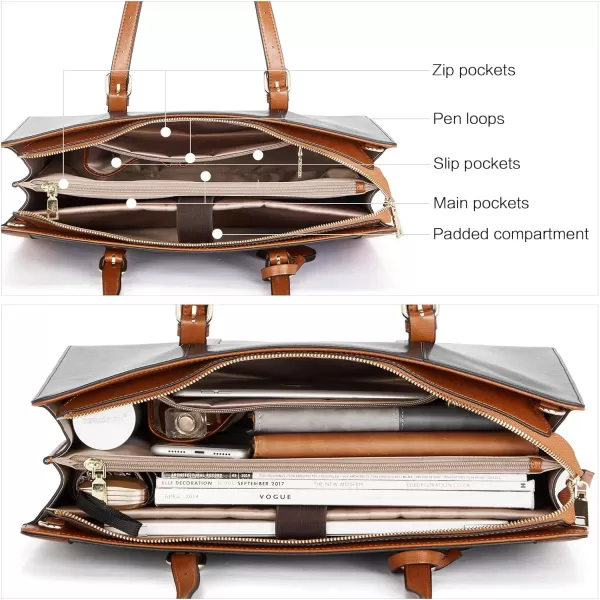 BOSTANTEN Laptop Bag for Women 15.6 inch Computer Leather Briefcase Vintage Work Tote Handbag