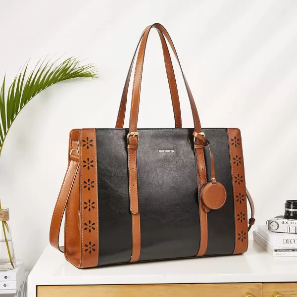 BOSTANTEN Laptop Bag for Women 15.6 inch Computer Leather Briefcase Vintage Work Tote Handbag