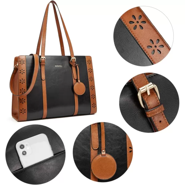 BOSTANTEN Laptop Bag for Women 15.6 inch Computer Leather Briefcase Vintage Work Tote Handbag