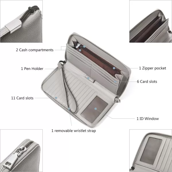 BOSTANTEN Leather Wallets for Women RFID Blocking Zip Around Credit Card Holder Phone Wristlet Clutch