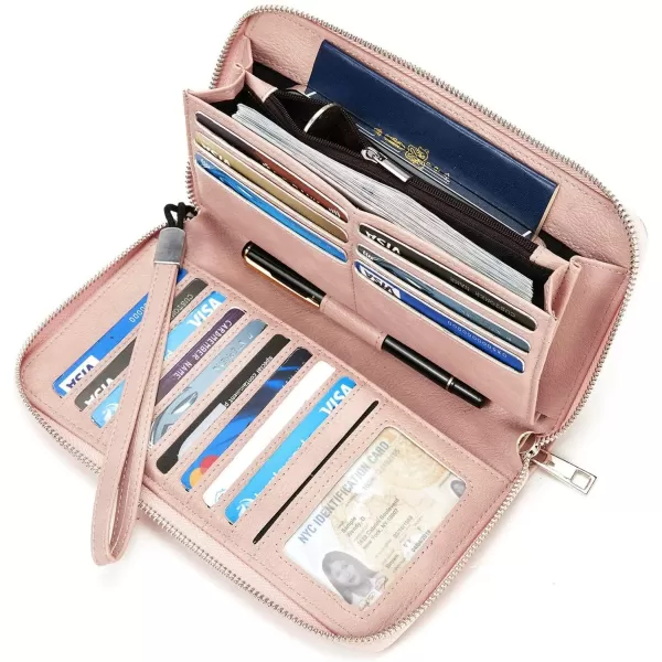 BOSTANTEN Leather Wallets for Women RFID Blocking Zip Around Credit Card Holder Phone Wristlet Clutch