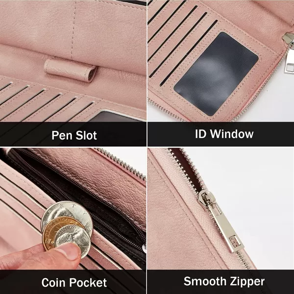 BOSTANTEN Leather Wallets for Women RFID Blocking Zip Around Credit Card Holder Phone Wristlet Clutch