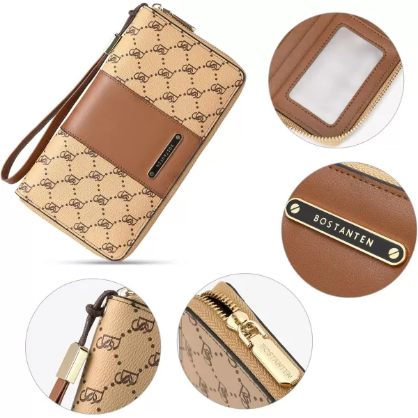 BOSTANTEN Leather Wallets for Women RFID Blocking Zip Around Credit Card Holder Phone Wristlet Clutch
