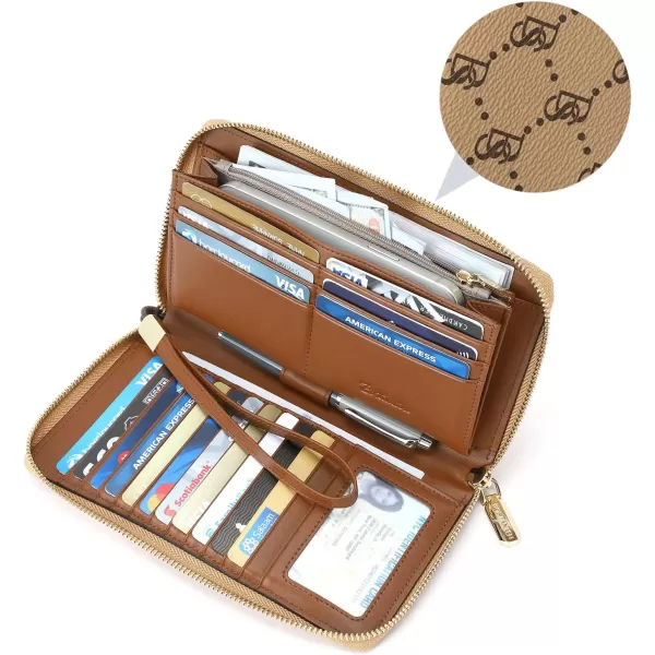 BOSTANTEN Leather Wallets for Women RFID Blocking Zip Around Credit Card Holder Phone Wristlet Clutch