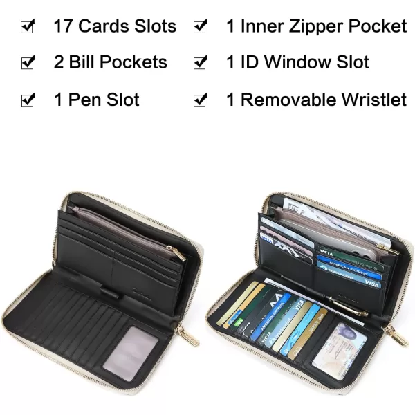 BOSTANTEN Leather Wallets for Women RFID Blocking Zip Around Credit Card Holder Phone Wristlet Clutch