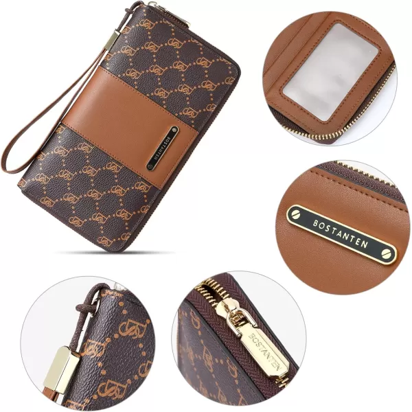 BOSTANTEN Leather Wallets for Women RFID Blocking Zip Around Credit Card Holder Phone Wristlet Clutch