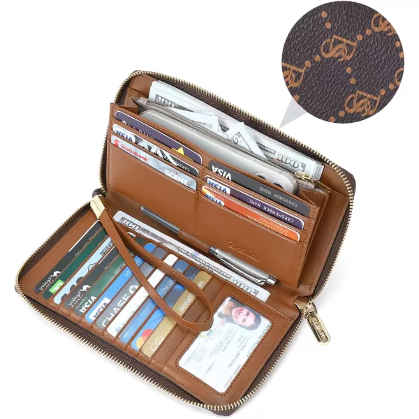 BOSTANTEN Leather Wallets for Women RFID Blocking Zip Around Credit Card Holder Phone Wristlet Clutch