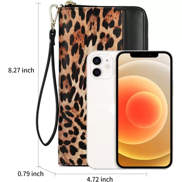 BOSTANTEN Leather Wallets for Women RFID Blocking Zip Around Credit Card Holder Phone Wristlet Clutch