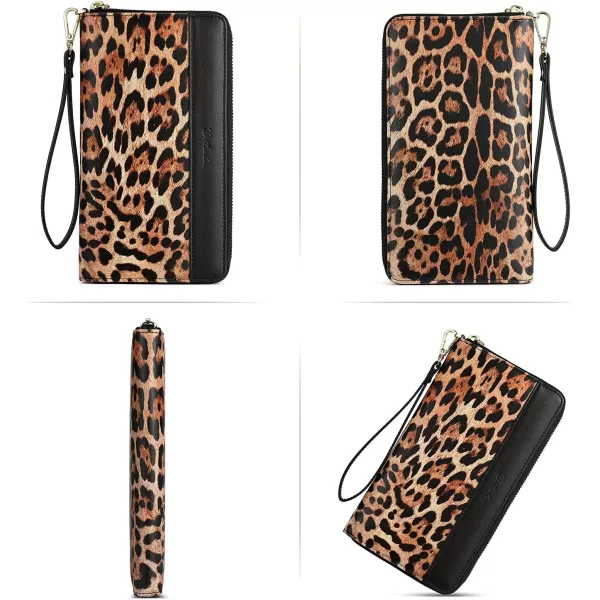 BOSTANTEN Leather Wallets for Women RFID Blocking Zip Around Credit Card Holder Phone Wristlet Clutch