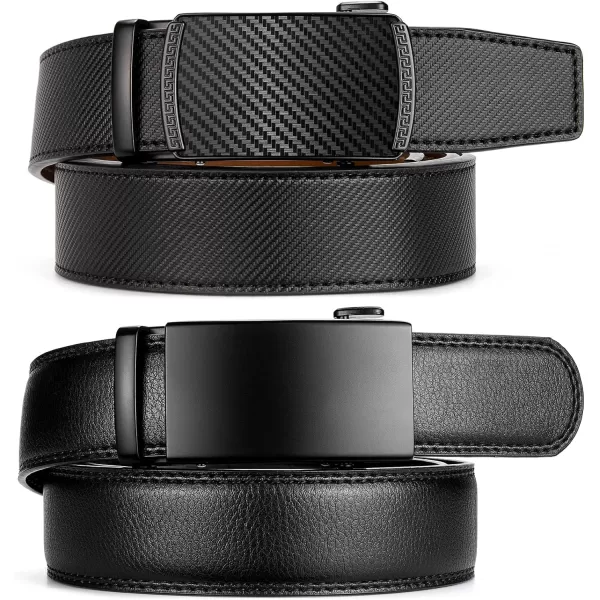 BOSTANTEN Mens Belt Leather Ratchet Belt For Men Dress and Casual with Adjustable Buckle, Trim to Fit