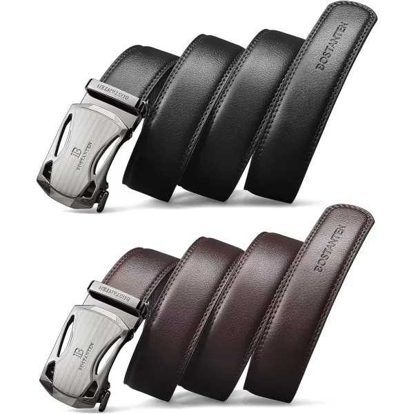 BOSTANTEN Mens Belt Leather Ratchet Belt For Men Dress and Casual with Adjustable Buckle, Trim to Fit