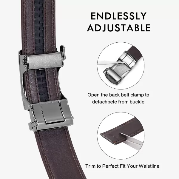 BOSTANTEN Mens Belt Leather Ratchet Belt For Men Dress and Casual with Adjustable Buckle, Trim to Fit