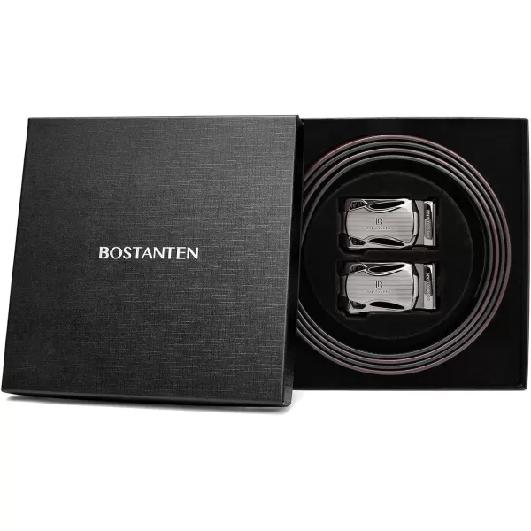 BOSTANTEN Mens Belt Leather Ratchet Belt For Men Dress and Casual with Adjustable Buckle, Trim to Fit