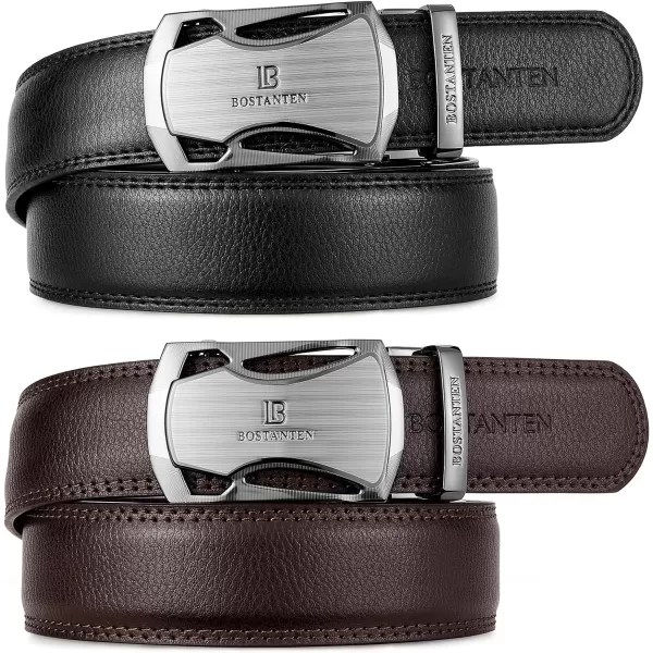 BOSTANTEN Mens Belt Leather Ratchet Belt For Men Dress and Casual with Adjustable Buckle, Trim to Fit