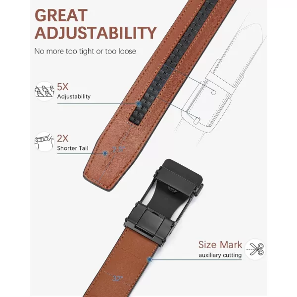 BOSTANTEN Mens Belt Leather Ratchet Belt For Men Dress and Casual with Adjustable Buckle, Trim to Fit