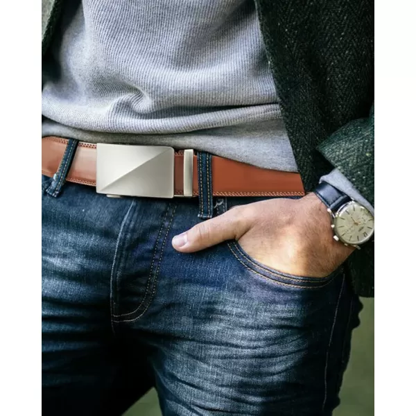 BOSTANTEN Mens Belt Leather Ratchet Belt For Men Dress and Casual with Adjustable Buckle, Trim to Fit