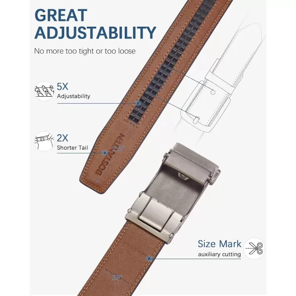 BOSTANTEN Mens Belt Leather Ratchet Belt For Men Dress and Casual with Adjustable Buckle, Trim to Fit