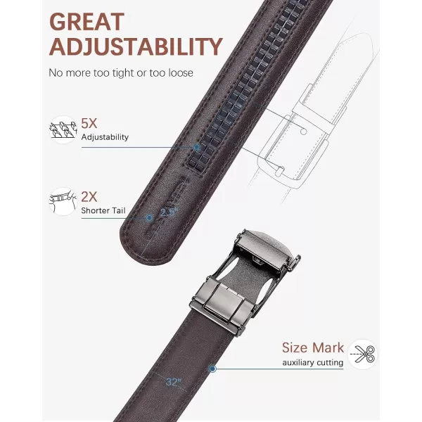 BOSTANTEN Mens Belt Leather Ratchet Belt For Men Dress and Casual with Adjustable Buckle, Trim to Fit