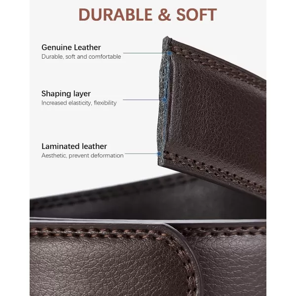 BOSTANTEN Mens Belt Leather Ratchet Belt For Men Dress and Casual with Adjustable Buckle, Trim to Fit