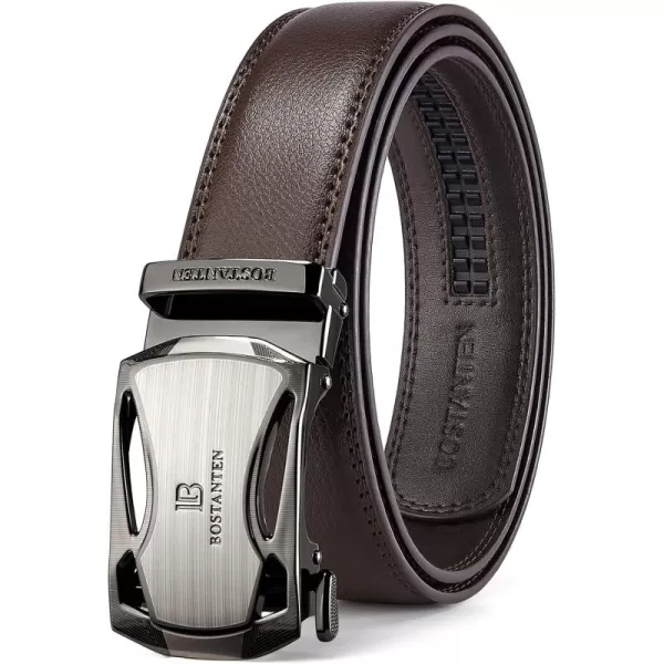 BOSTANTEN Mens Belt Leather Ratchet Belt For Men Dress and Casual with Adjustable Buckle, Trim to Fit
